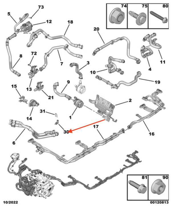 9819654480 - PEUGEOT 2008 Water Temperature Sensor 9819654480 New Genuine