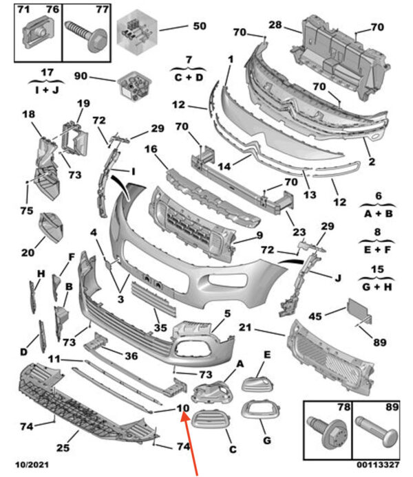 9824013780 - Citroën Berlingo B9 front bumper mount 9824013780 NEW original