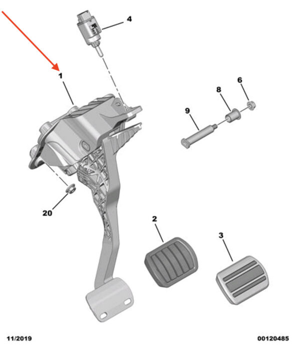 9824305280 - PEUGEOT 2008 BRAKE PEDAL LHD 9824305280 NEW GENUINE