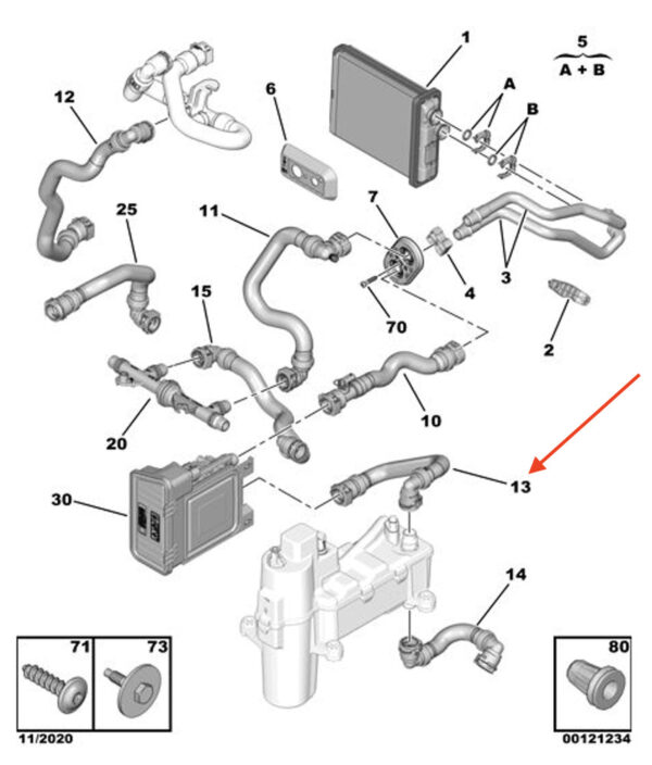 9841449580 - PEUGEOT 2008 Heater Water Pipe 9841449580 New Genuine