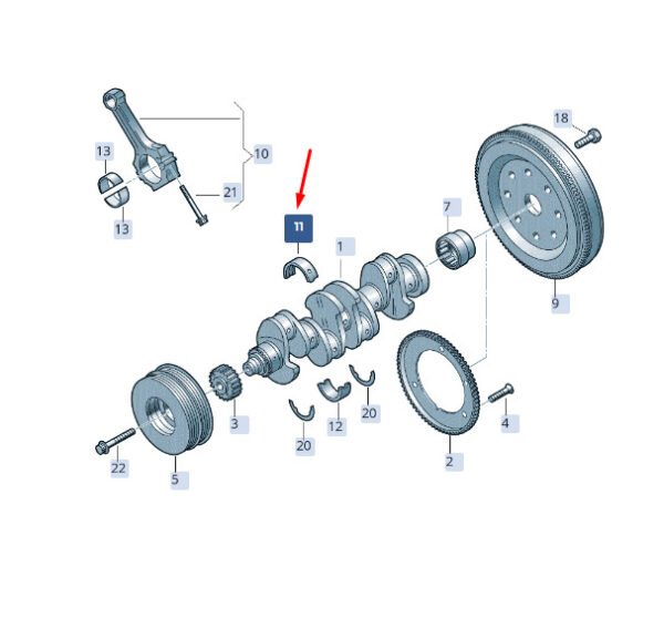 06K105561SWA - NEW ŠKODA SUPERB MK3 CRANKSHAFT TOP BEARING SHELL 06K105561SWA ORIGINAL