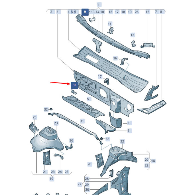 1K0805517B - New SKODA SUPERB MK3 Front Water Box Bracket 1K0805517B