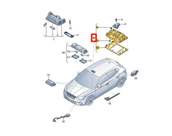 2GA947105SIGI - NEW SEAT IBIZA VS KJ1 INTERIOR - READ LIGHTING 2GA947105SIGI ORIGINAL