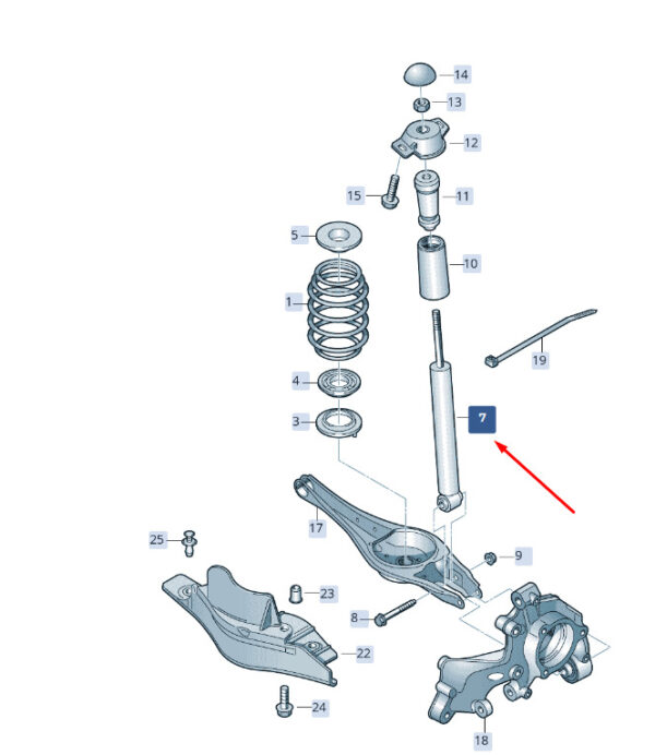 3Q0513045AJ - ŠKODA SUPERB MK3 rear shock absorber 3Q0513045AJ NEW ORIGINAL