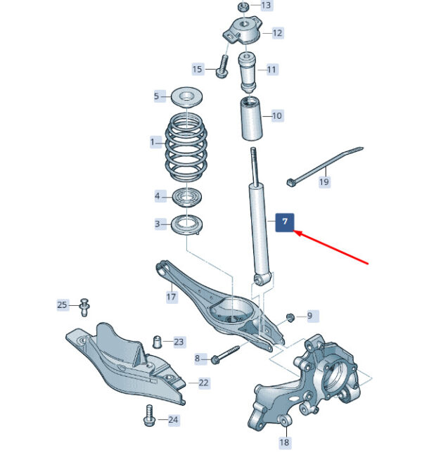 3Q0513049FT - NEW ŠKODA SUPERB MK3 REAR SHOCK STEAMER 3Q0513049FT ORIGINAL