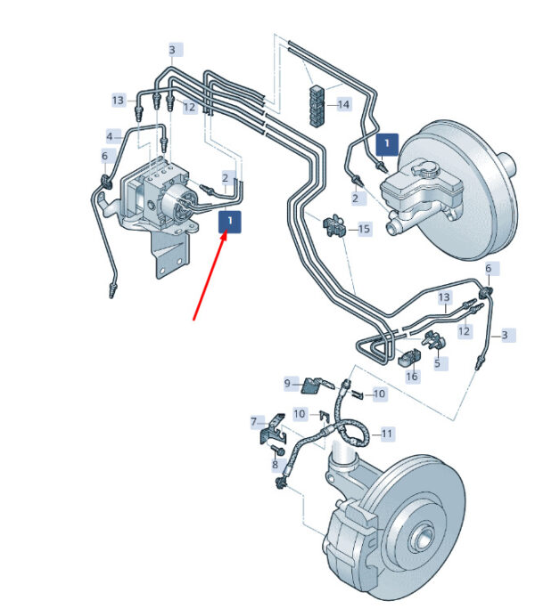 3Q1614739 - NEW ŠKODA SUPERB MK3 BRAKE CYLINDER. FOR HYDRAULIC BRAKE PIPE LHD 3Q1614739 ORIGINAL