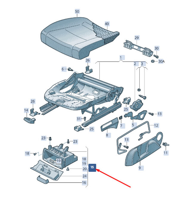 3T0881577CWC4 - NEW ŠKODA SUPERB MK3 FRONT LEFT SEAT 3T0881577CWC4 ORIGINAL