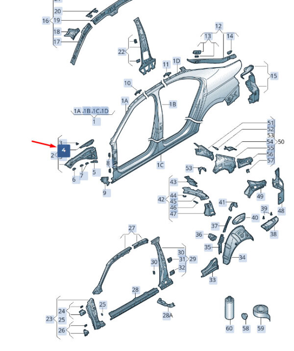 3V0806165 - ŠKODA SUPERB MK3 bonnet hinge front left reinforced 3V0806165