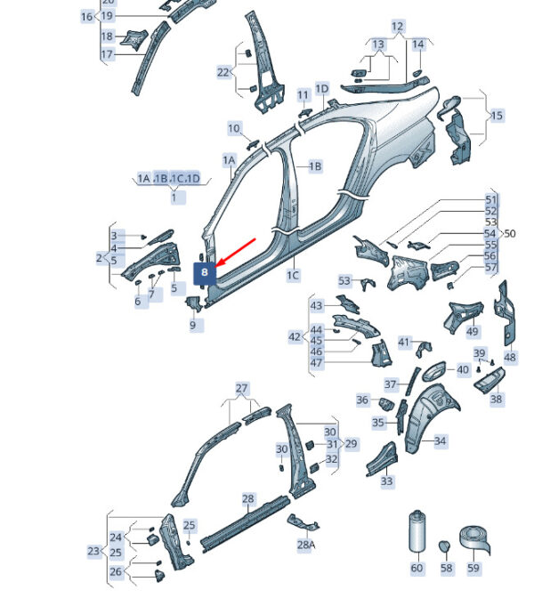3V0821167 - ŠKODA SUPERB MK3 bracket for front side part 3V0821167, original part
