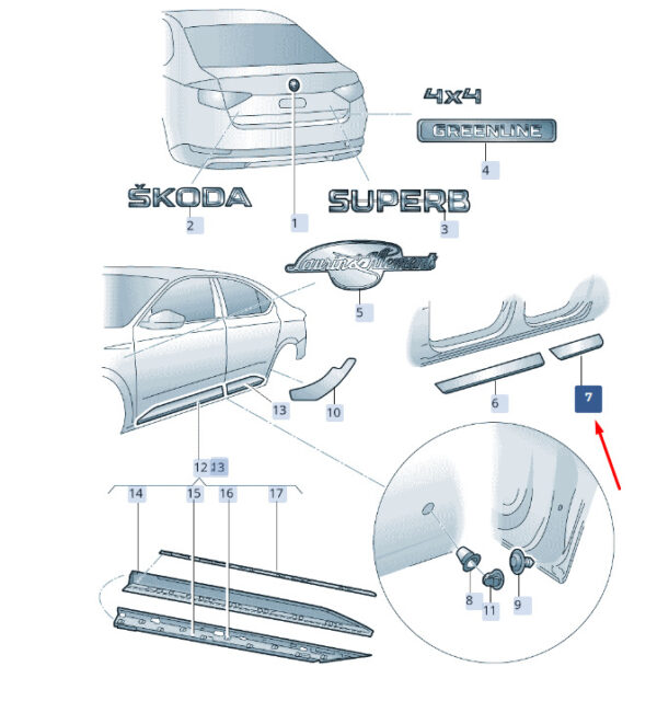 3V0853557PTQ3 - NEW ŠKODA SUPERB MK3 REAR LEFT MEMBER FORM 3V0853557PTQ3 ORIGINAL