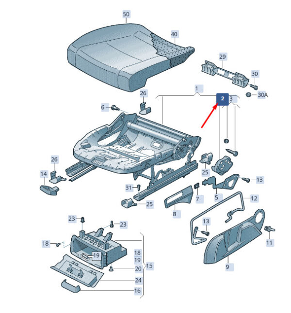 3V0881111 - New SKODA SUPERB MK3 FRONT TILT SEAT FRAME 3V0881111 GENUINE