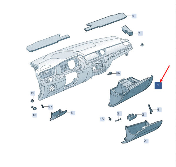 3V1857097ALNE5 - ŠKODA SUPERB MK3 glove compartment left steering 3V1857097ALNE5, original