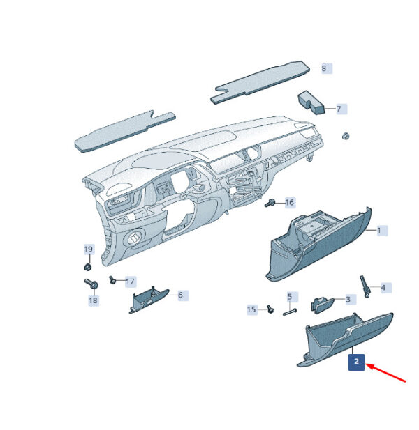 3V1857121D1QB - NEW ŠKODA SUPERB MK3 GLOVE COMPARTMENT LID LHD 3V1857121D1QB ORIGINAL