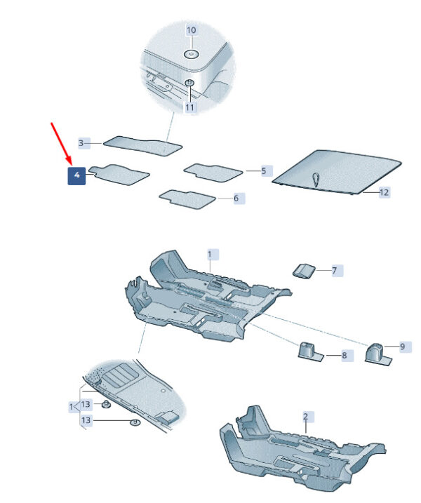 3V2864435JHS - NEW ŠKODA SUPERB MK3 FRONT LEFT FLOOR MAT RHD 3V2864435JHS ORIGINAL