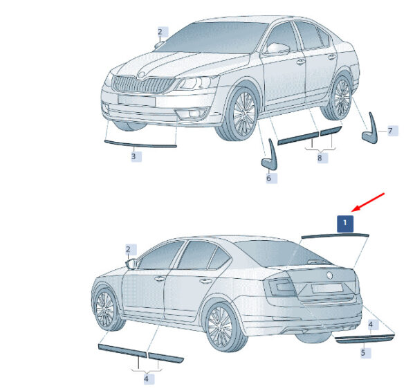 3V5071646 - ŠKODA SUPERB MK3 tailgate spoiler 3V5071646, original part