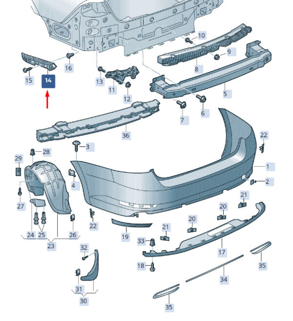 3V5807394 - NEW ŠKODA SUPERB MK3 REAR RIGHT BUMPER GUIDE PROFILE 3V5807394 ORIGINAL
