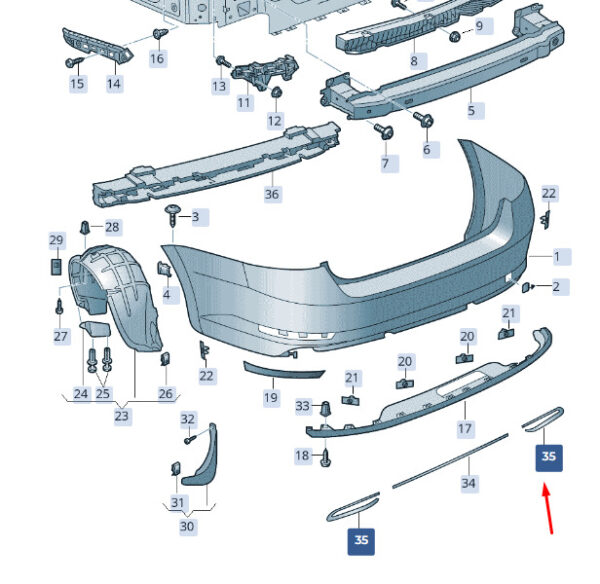3V58078342ZZ - ŠKODA SUPERB MK3 molding for rear right bumper 3V58078342ZZ part