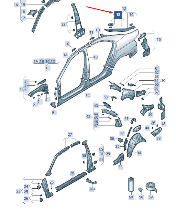 3V5809665 - ŠKODA SUPERB MK3 gas spring reinforcement rear left 3V5809665 NEW original