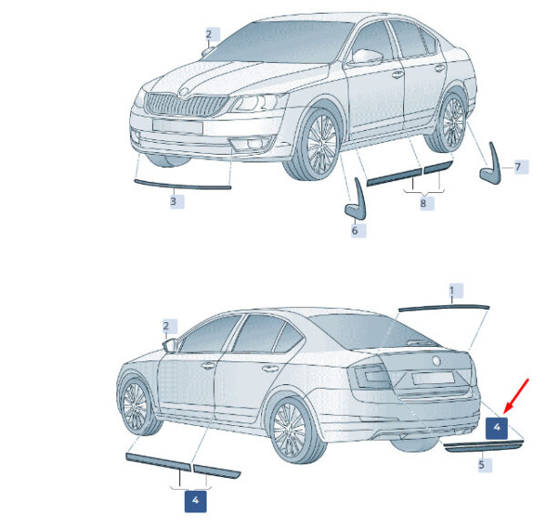3V9061197 - ŠKODA SUPERB MK3 rear bumper protective film 3V9061197, original part