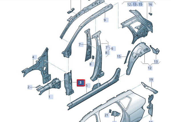 575809204 - Seat Ateca KH7 A Column Trim Front Right Inside 575809204 NEW Original