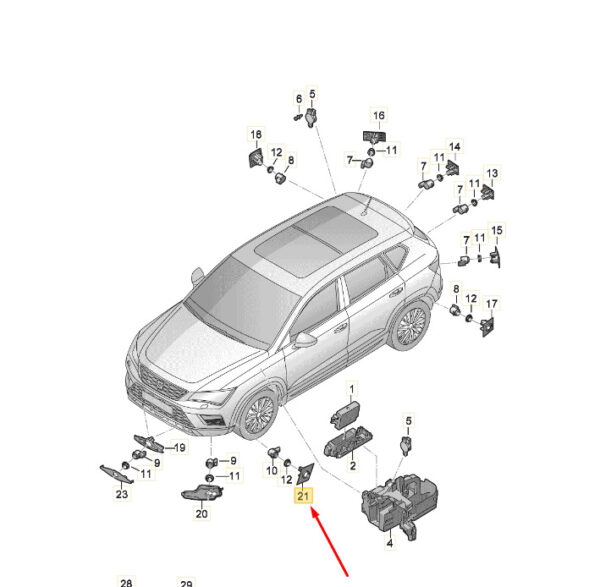 575919485BGRU - SEAT Ateca KH7 bumper front left PDC sensor mount holder 575919485BGRU