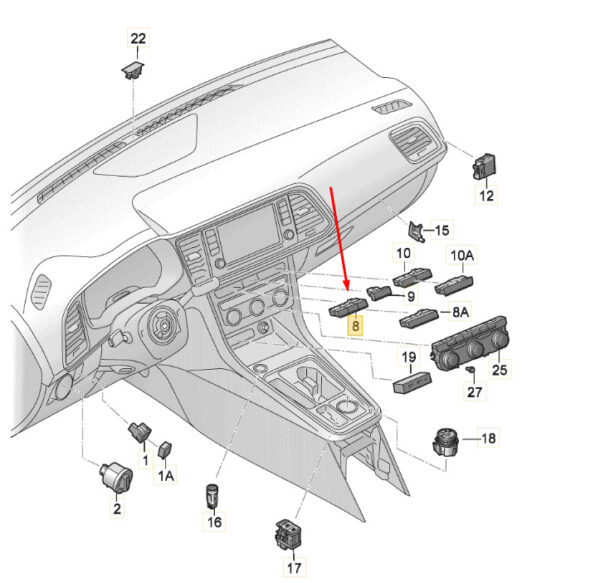 575927137DWHS - Neu SEAT ATECA KH7 Parksensoren Assist Switches Panel 575927137DWHS Original