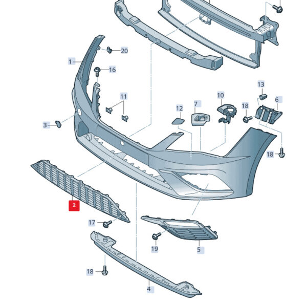5F0853667K9B9 - New SEAT LEON 5F Front Bumper Lower Grill 5F0853667K9B9 Genuine