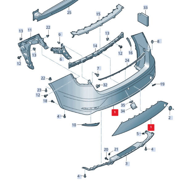 5F9807487B9B9 - NEW Seat Leon 5F - Rear Bumper Lower Molding Trim 5F9807487B9B9 OEM