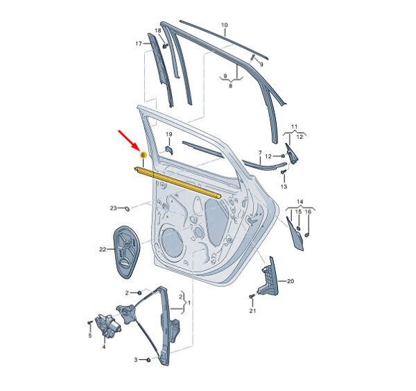 5FF839479 - New Cupra FORMENTOR Door Window Interior Opening Seal Rear Left 5FF839479