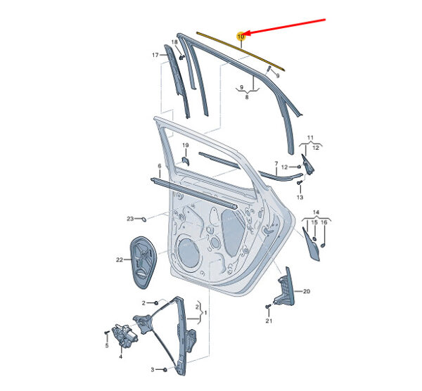 5FF839643B1P9 - New Cupra FORMENTOR Door Top Strip Rear Left 5FF839643B1P9 Genuine