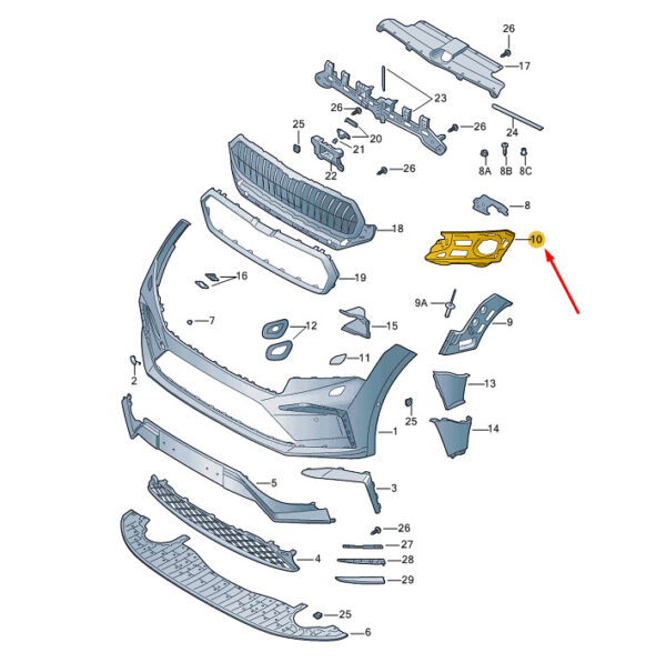 5LA807056A - New SKODA ENYAQ iV Front Bumper Bracket Right 5LA807056A Genuine