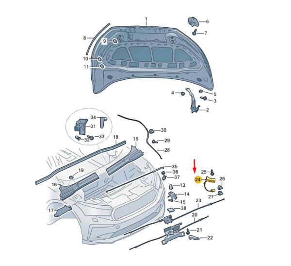 5LA823509B - New SKODA ENYAQ iV Left Bonnet Lock Lower Section 5LA823509B Genuine