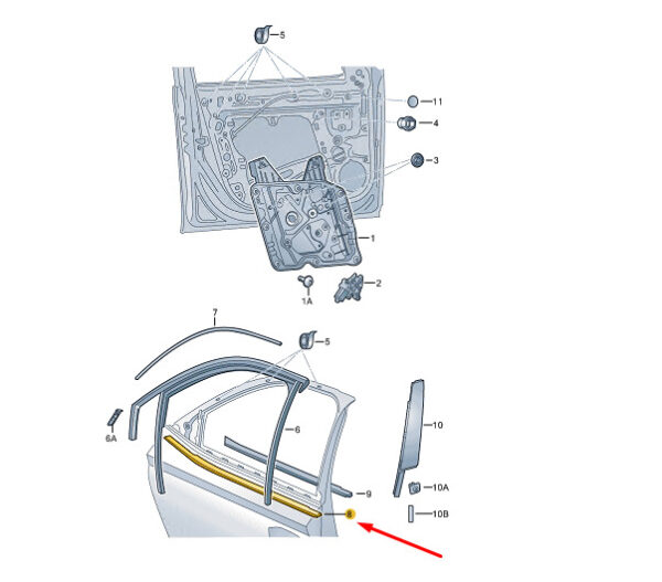 5LA837475BJV1 - ŠKODA ENYAQ IV FRONT LEFT OUTSIDE WINDOW OPENING GASKET 5LA837475BJV1 NEW
