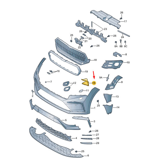 5LA853950A - New SKODA ENYAQ iV Front Bumper Right Locking Element 5LA853950A Genuine