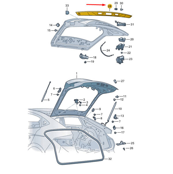 5LE827287B9B9 - ŠKODA ENYAQ IV tailgate cover 5LE827287B9B9, original part