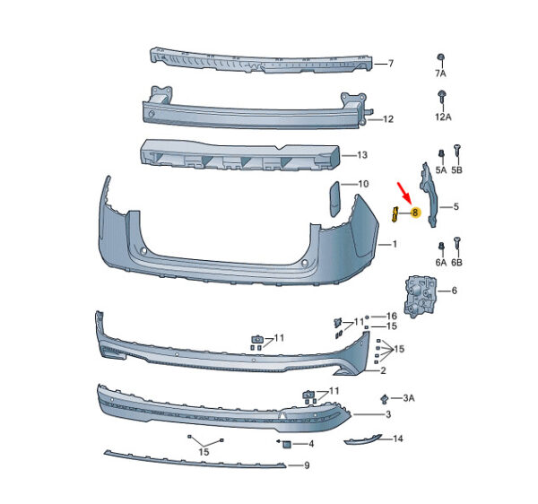 5LG807837A9B9 - ŠKODA ENYAQ IV molding for rear left bumper 5LG807837A9B9 original part