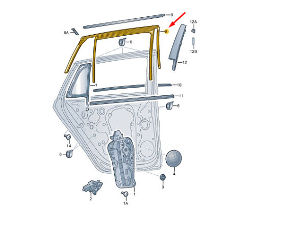 5LG839431E5AP - ŠKODA ENYAQ IV sliding window guide rear left 5LG839431E5AP, original part