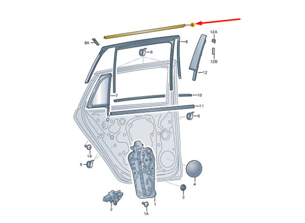 5LG839643BJV1 - ŠKODA ENYAQ IV door strip top rear left 5LG839643BJV1, original part