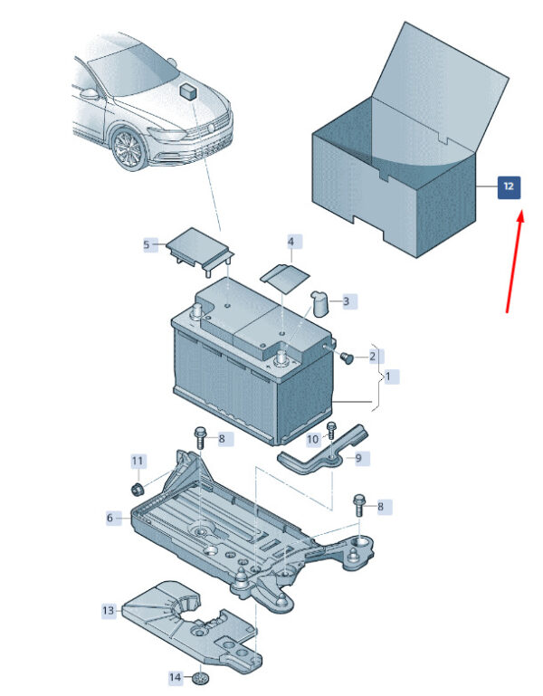 5N0915411F - NEW ŠKODA SUPERB MK3 PROTECTIVE BATTERY CASE WITH COVER 5N0915411F ORIGINAL