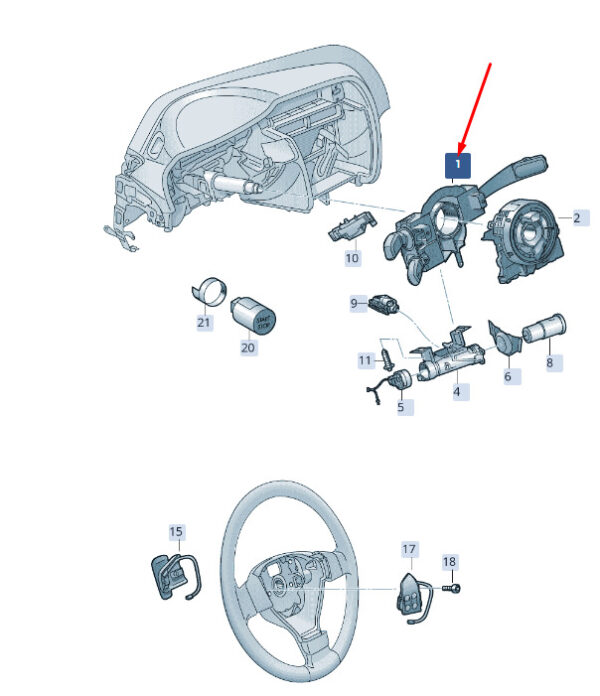 5Q0953502AGIGI - ŠKODA SUPERB MK3 Steering Column Combo Switch 5Q0953502AGIGI NEW Original