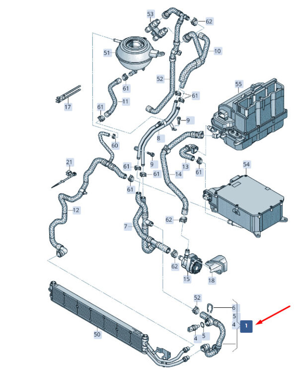 5WA121049N - NEW ŠKODA SUPERB MK3 COOLANT HOSE 5WA121049N ORIGINAL