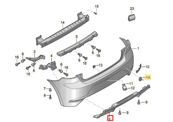 6F0807568E9B9 - SEAT IBIZA IV ST 6J 6P rear bumper diffuser 6F0807568E9B9 NEW original