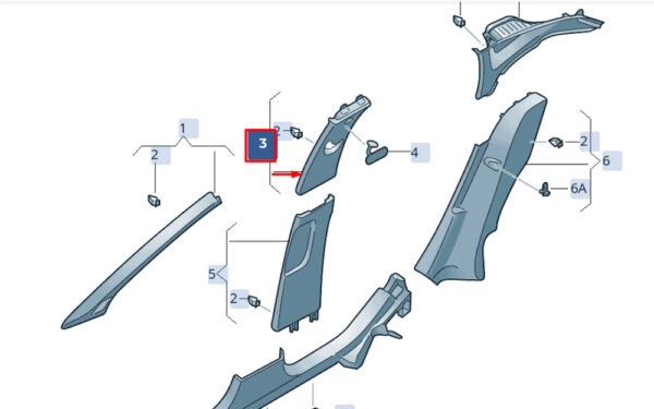 6F0867243Y20 - New SEAT IBIZA V KJ1 FRONT UPPER LEFT B PILLAR TRIM PANEL 6F0867243Y20 GENUINE