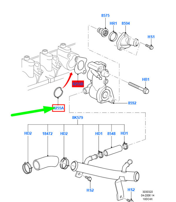 1148328 - NEW FORD C-MAX MK1 THERMOSTAT HOUSING GASKET 2S4Q-8255-AB 1148328 ORIGINAL