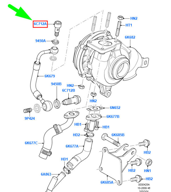 1234858 - NEW FORD KUGA C394 MK1 TURBO OIL LINE BANJO BOLT 1234858 3M5Q-6C712-AA ORIGINAL