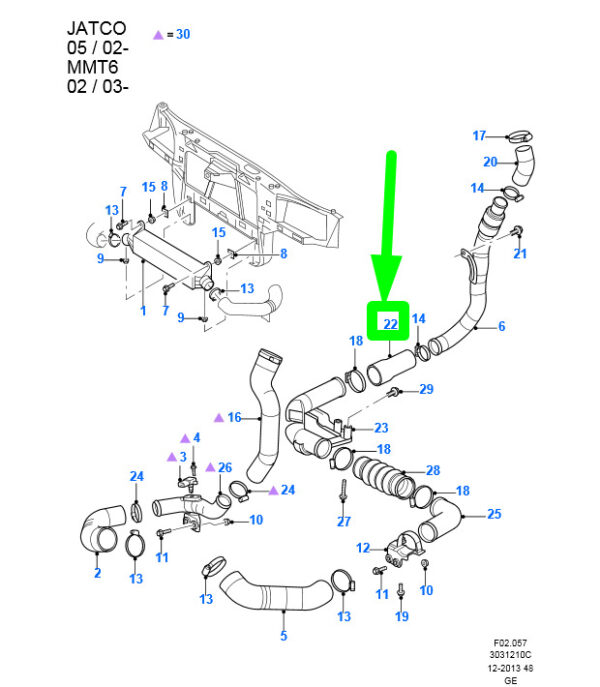 1253959 - NEW FORD MONDEO MK3 INTERCOOLER PIPE TURBO HOSE 1253959 2S7Q-6N651-AC ORIGINAL