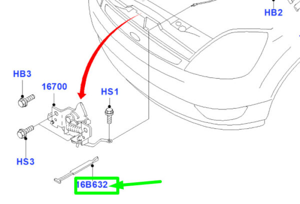 1305637 - NEW FORD FIESTA MK5 BE256 BONNET LATCH OPERATING ROD 1305637 ORIGINAL