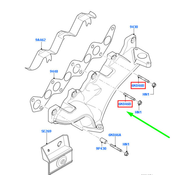 1308125 - FORD KUGA MK1 C394 EXHAUST MANIFOLD BOLT 1308125 3M5Q-6K046-AA NEW GENUINE
