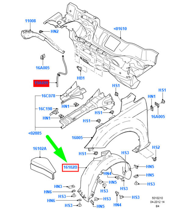 1336180 - NEW FORD FOCUS MK1 FRONT RIGHT WHEEL HOUSING LINER 4M51-16114-AA 1336180