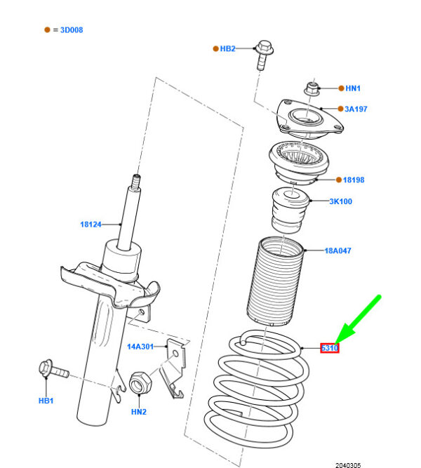 1348882 - NEW FORD FOCUS MK2 FRONT COIL SPRING 4M51-5310-BEA 1348882 ORIGINAL